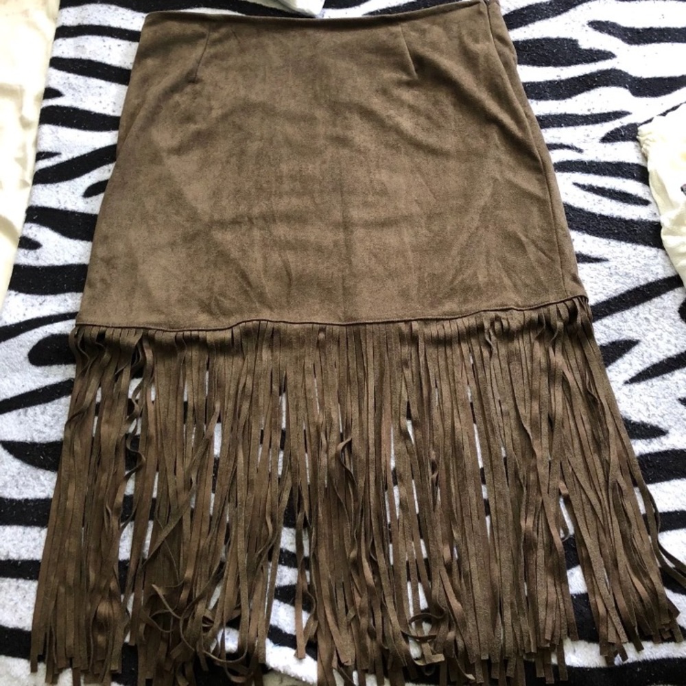 suede fringe skirt
